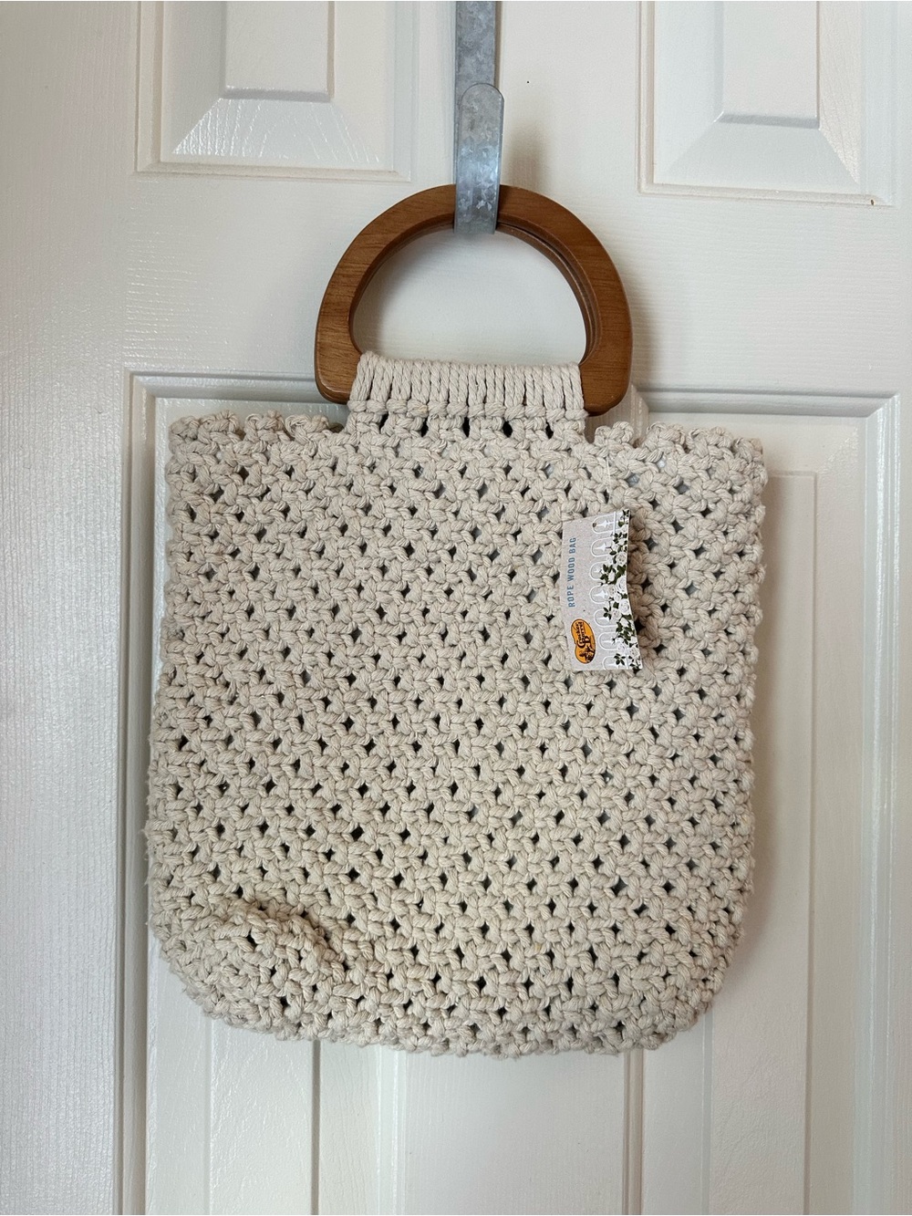 Crochet Purse with Wooden Handles
